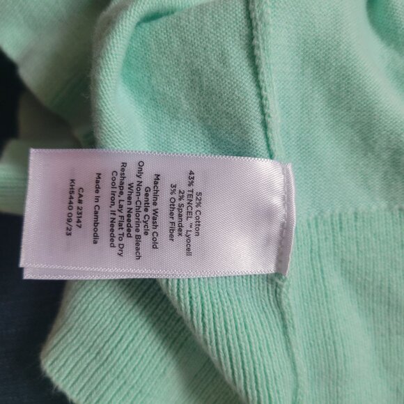 Talbots Plus Womens Mint Green Button Cardigan Sweater 1x Cotton/Viscose Blend - Picture 6 of 8